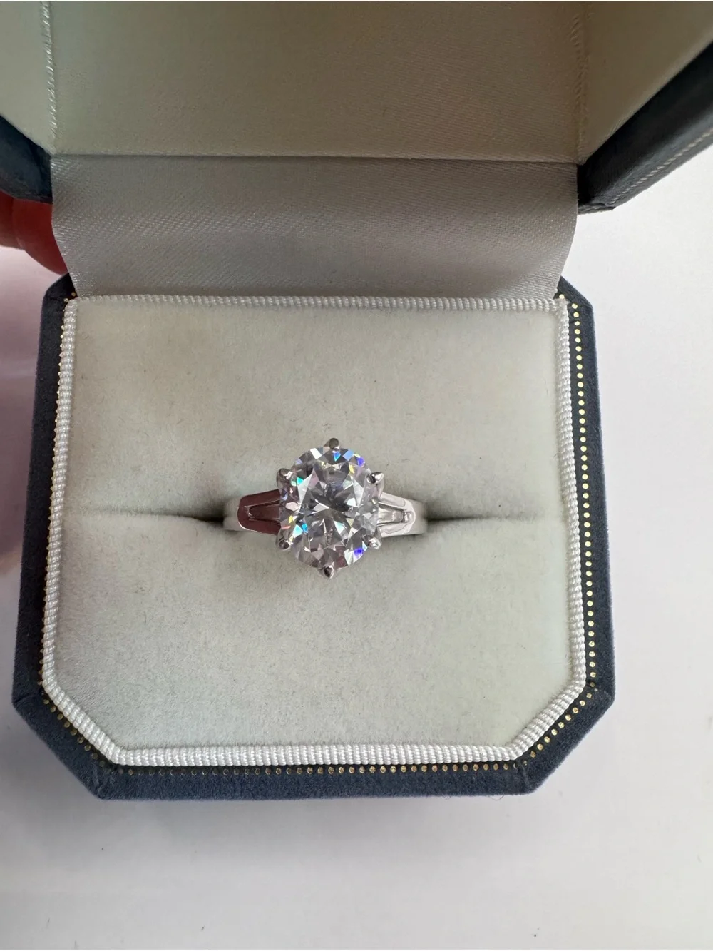 3.5 ct Split Shank Oval Moissanite ring 935 Argentium Silver Size 7.75